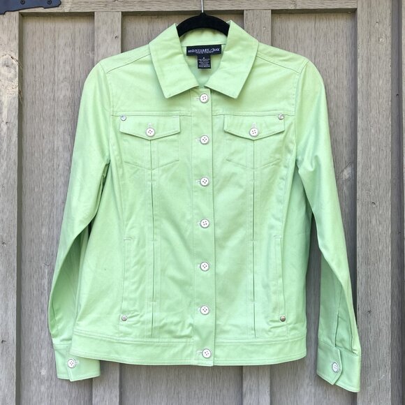 Monterey Bay Women's Size 6 Green "Jean" Trucker Jacket Cotton Spandex Pockets - Picture 2 of 6